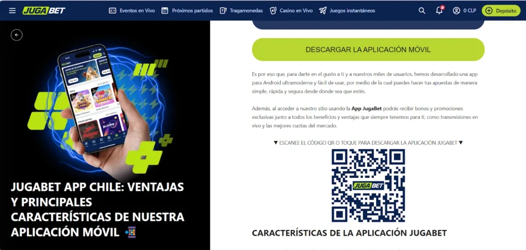 App móvil JugaBet Casino Chile
